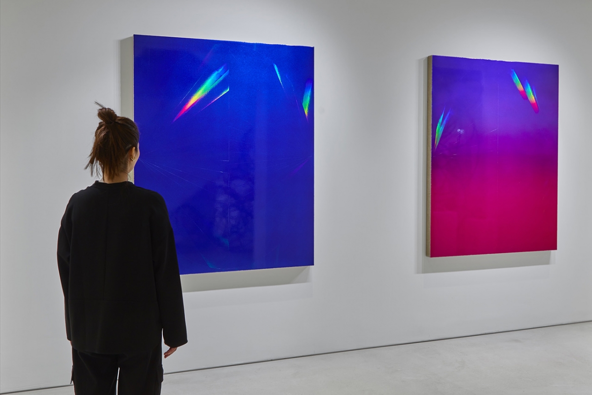 アルミサッシ絵画　青空　30年前の作品 アルミサッシ絵画青空30年前の作品